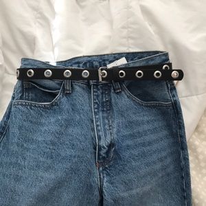 brandy melville black and silver circle buckle belt